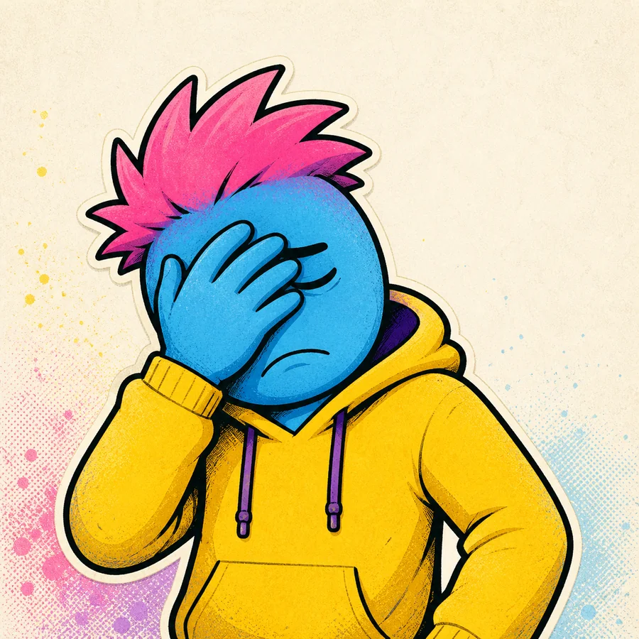 A character facepalming after a mistake